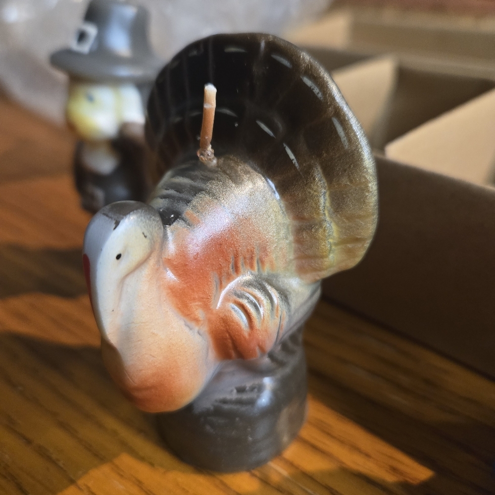 Pilgrim Couple and Turkey Thanksgiving Candle Set - Picture 4 of 6